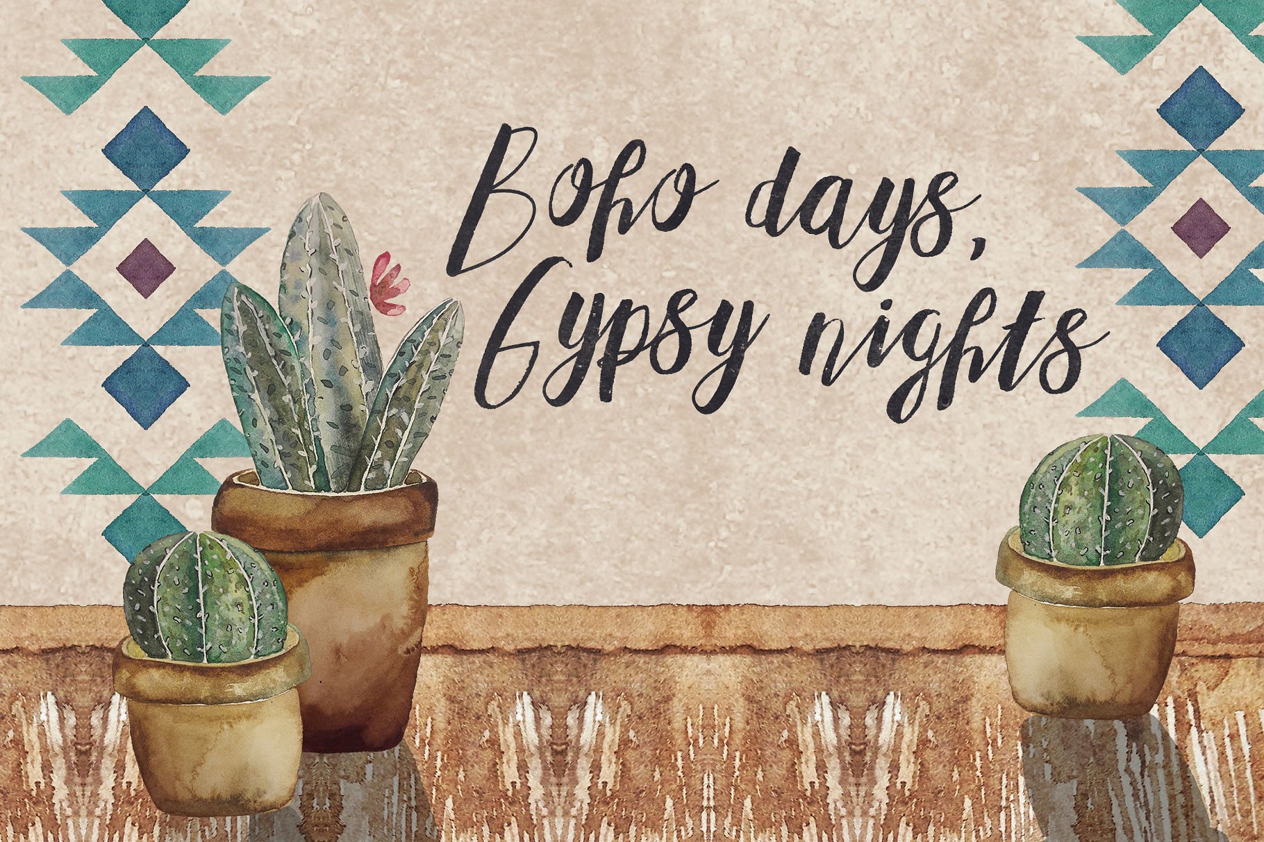 特色怀旧复古时尚水彩Boho场景素材包下载插图(3)