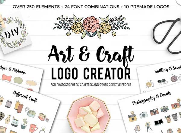 艺术和工艺主题 Logo 设计素材包 Art and Craft Logo Creator