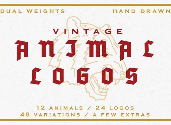 复古手绘动物头部矢量图形下载[ai]