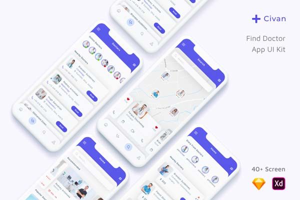 素材库下午茶：就医就诊APP UI KIT套装下载
