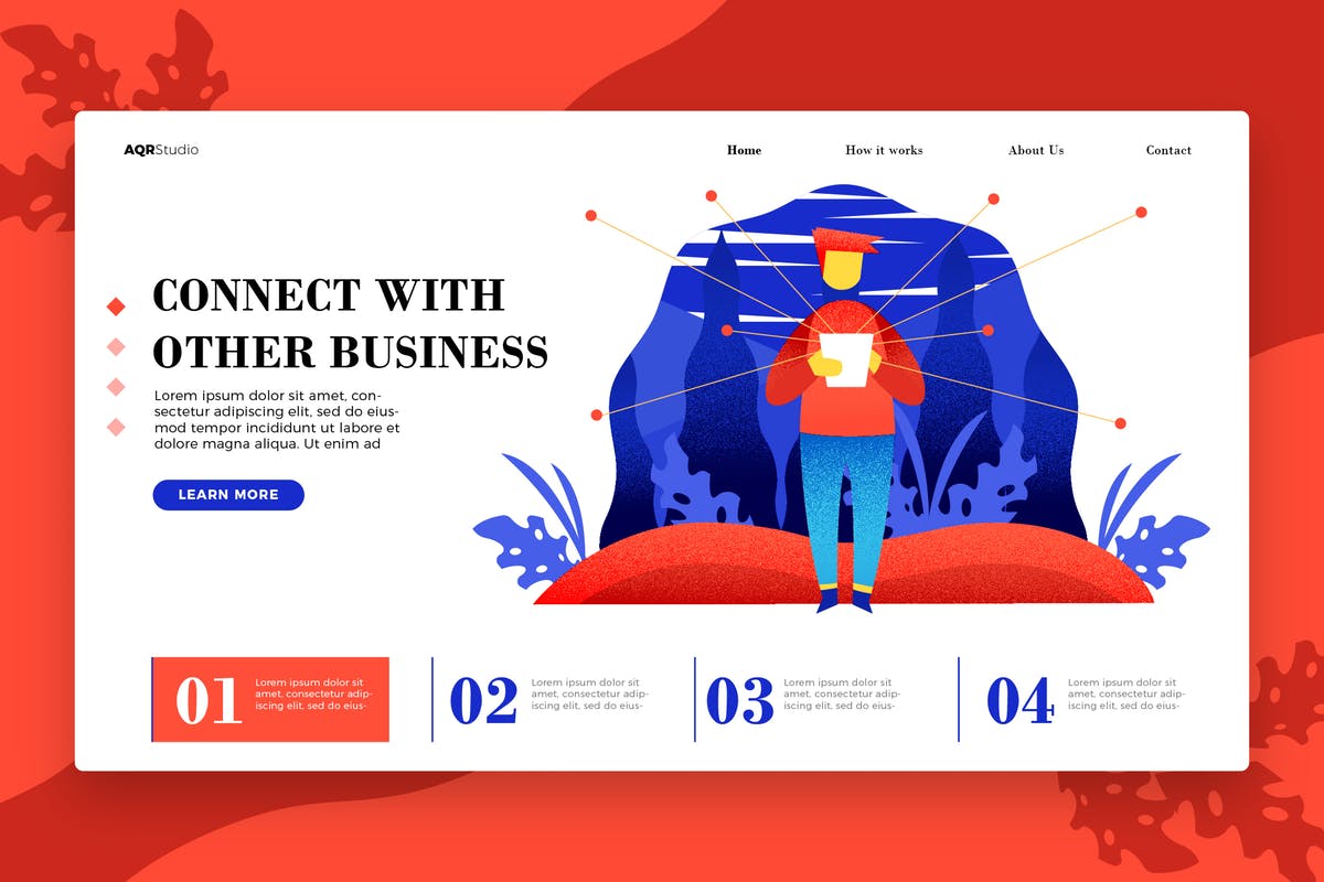 创意概念插画网站Banner＆着陆页模板v3 Business Connection – Banner & Landing Page插图