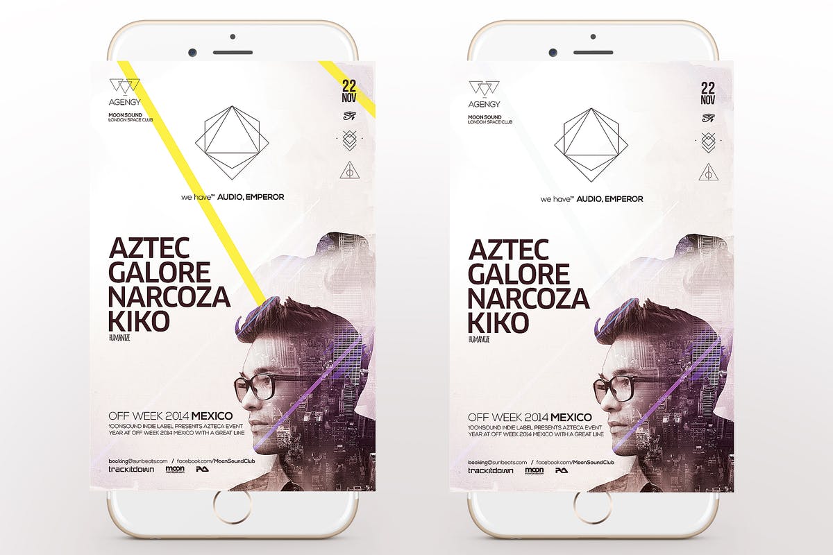 时尚电子音乐派对海报传单模板 Hipster Flyer插图