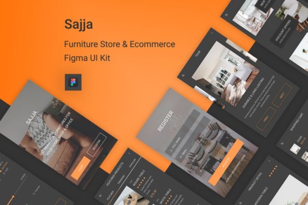 家具网上商城APP应用UI设计Figma模板 Sajja – Furniture Store &amp; Ecommerce Figma UI Kit