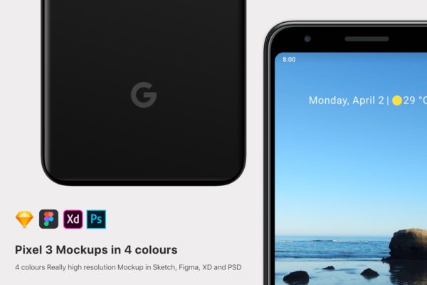 Google Pixel 3安卓手机屏幕预览样机模板 Google Pixel 3 mockup
