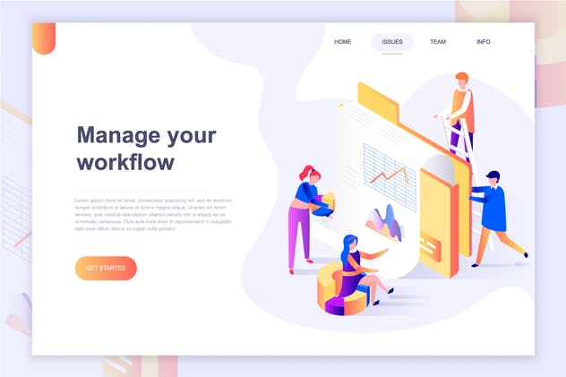 扁平设计风着陆页等距概念插画 Landing Page Templates Isometric Concept插图(4)