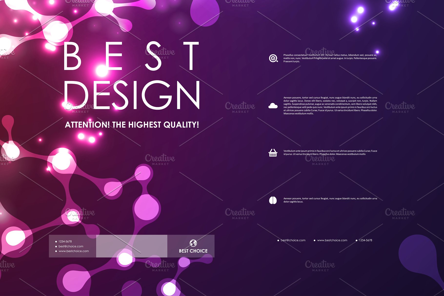 抽象图形蓝色背景小册子模板 Set of Abstract Brochures插图