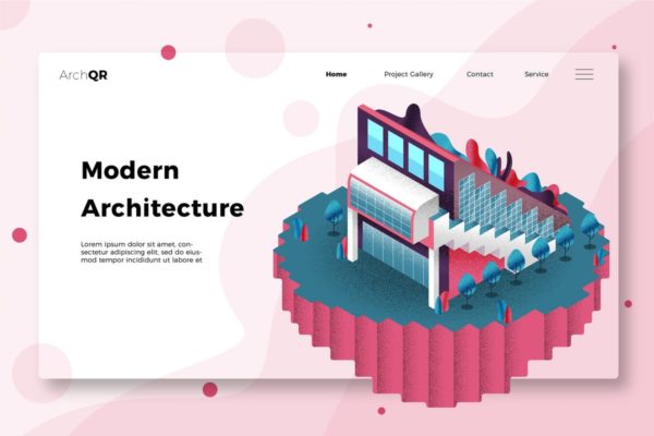 现代建筑主题网站Banner&amp;着陆页模板 Modern Architecture – Banner &amp; Landing Page