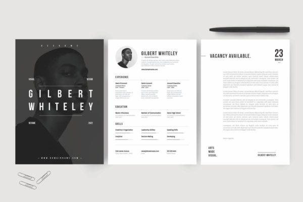 极简创意个人简历设计模板 Creative Resume &amp; CV Template