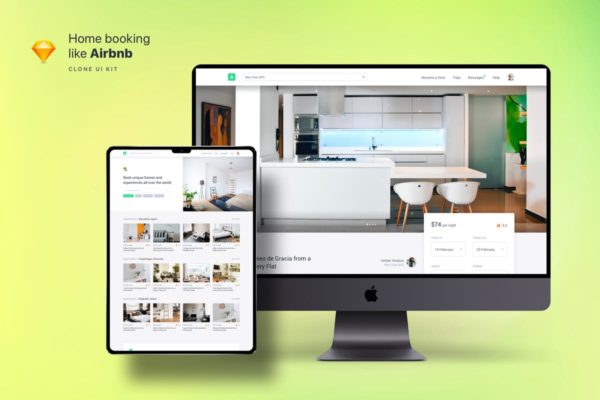 类Airbnb民宿酒店预订服务网站UI模板 Clone UI Kit – Home booking like Airbnb