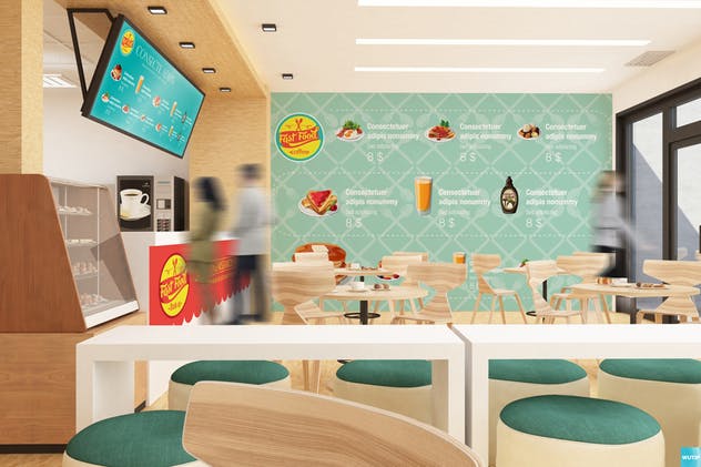 快餐店餐厅广告招牌商标样机 The Mockup Branding For Fast Food Outlets插图(1)