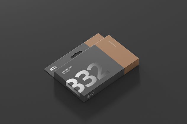 挂钩式宽边细长矩形盒子包装样机 Box Mockup – Wide Slim Rectangle Size with Hanger插图(2)