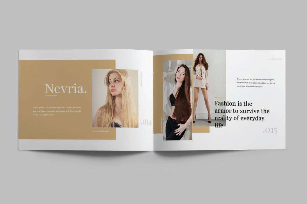 A5横版产品目录Lookbook设计InDesign模板 NEVRIA – A5 Landscape Lookbook template插图(7)