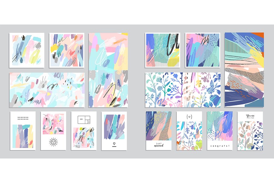 巨量涂鸦水彩手绘风格卡片/海报/邀请函/header模板！ HUGE graphic set插图(2)