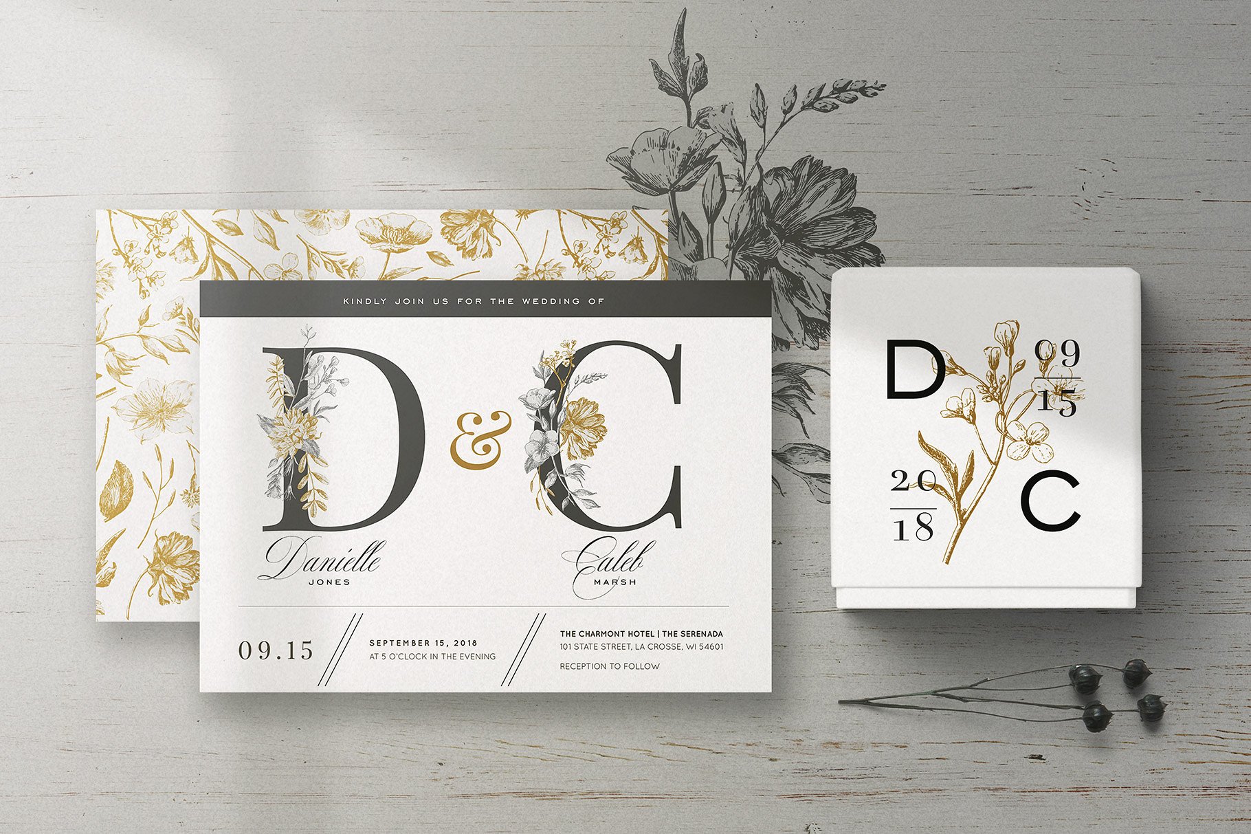 植物与字母的奇思妙想插画 Botanical Curiosities Monograms插图(4)