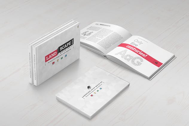精装企业画册产品目录设计展示样机模板 Landscape Book Mock-Up Set插图(3)