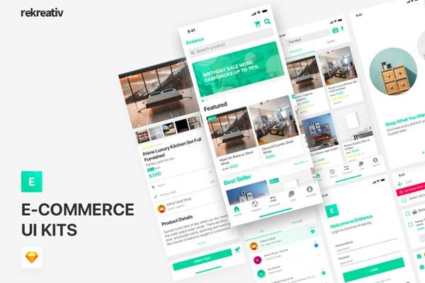 素材库下午茶：房地产电商房产平台APP UI KIT套装下载