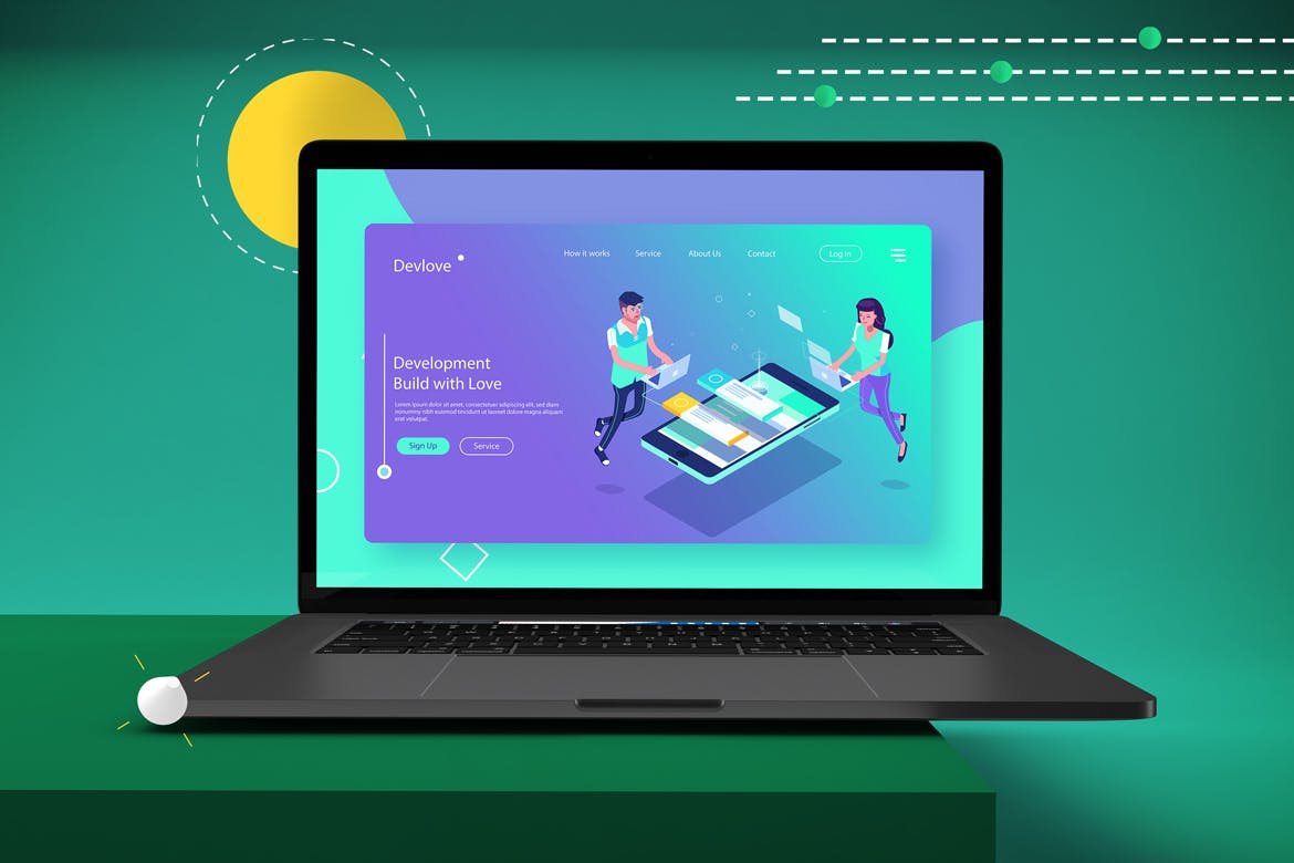 抽象背景Macbook Pro笔记本电脑素材库精选样机模板v2 Abstract Macbook Pro Mockup V.2插图(5)