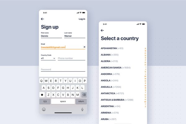 类滴滴打车APP应用用户注册界面设计模板 Car rental mobile UI Kit – Sign up