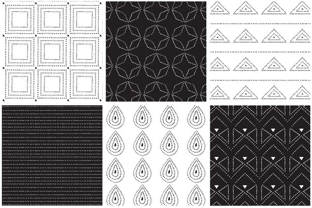 规则对称虚线矢量图案素材 Dotted Vector Patterns & Tiles插图(9)