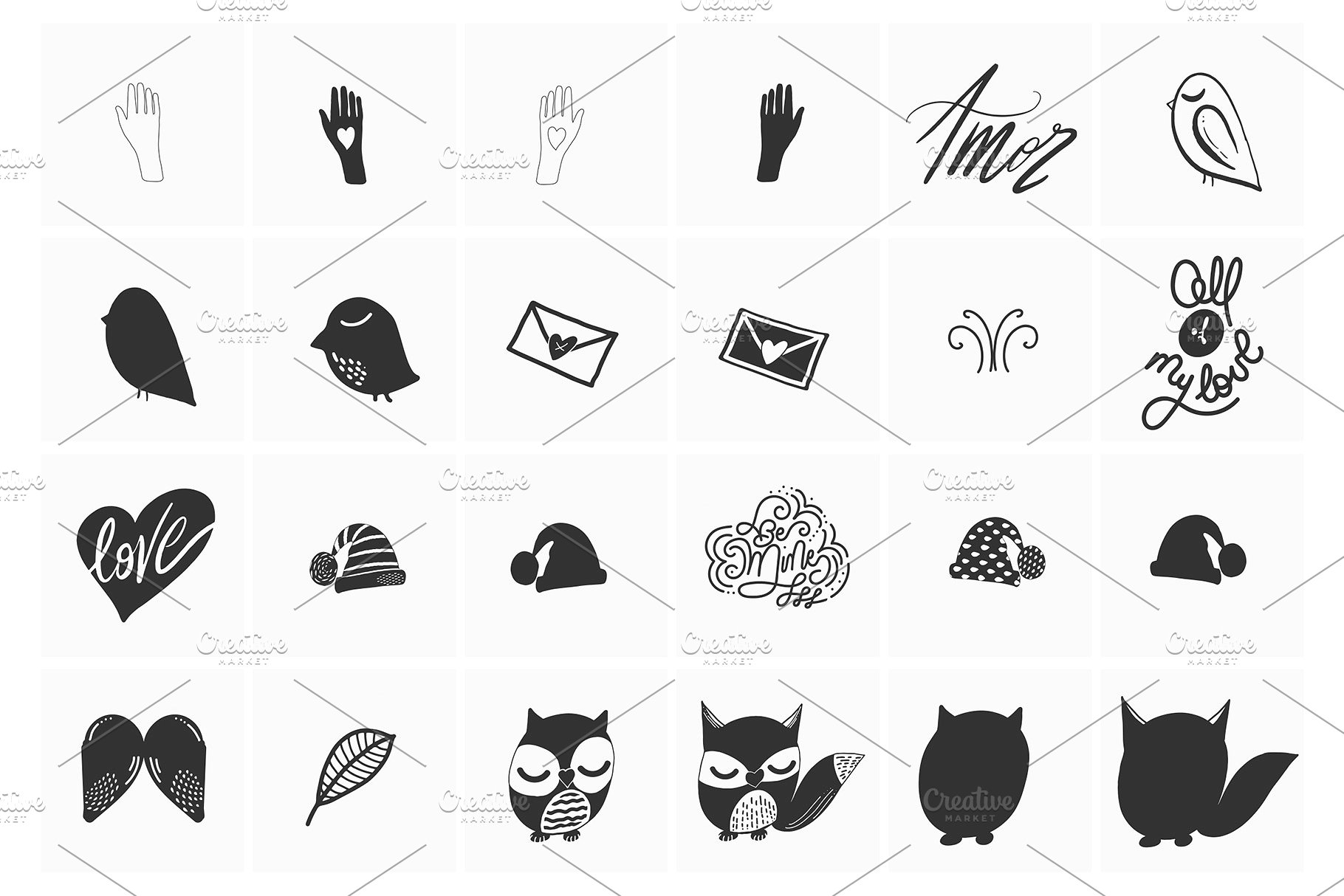 情人节粉色手绘矢量图形 Be Mine Valentine Vector Graphics插图(2)