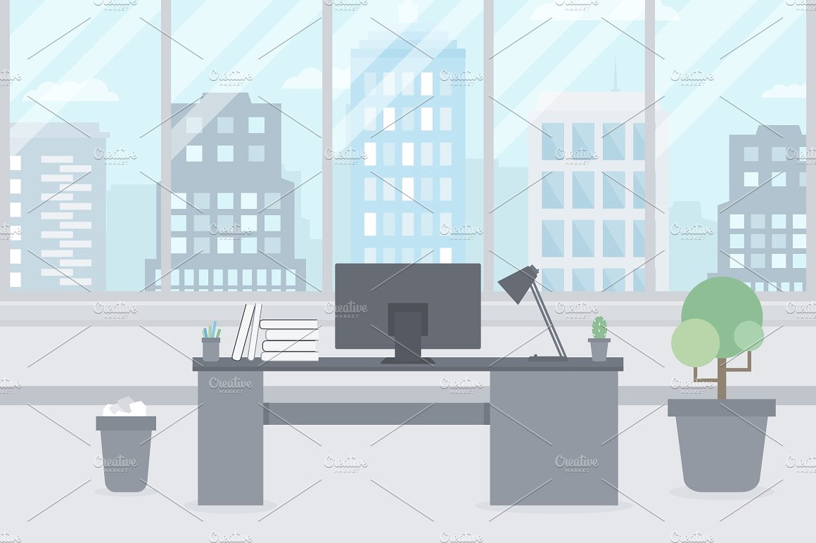 矢量办公室场景插画 Office7插图