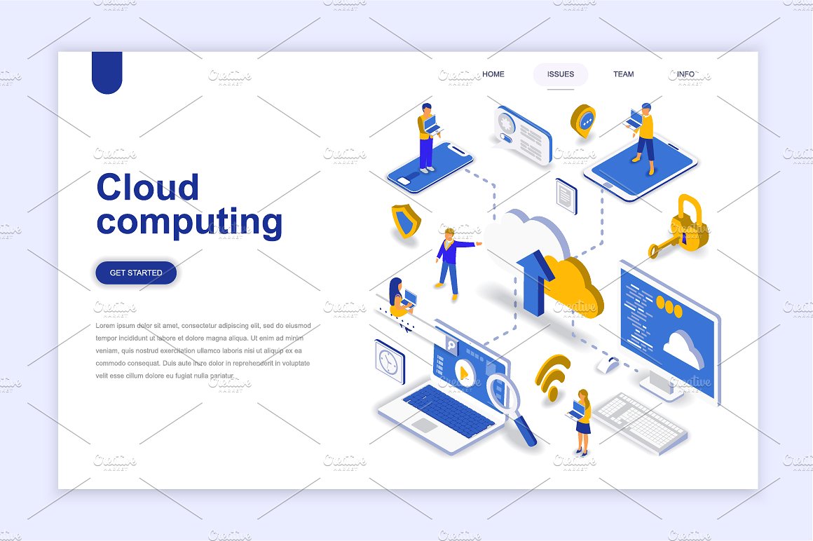 现代扁平设计网站着陆页等距概念插图集 Landing Page Templates插图(3)
