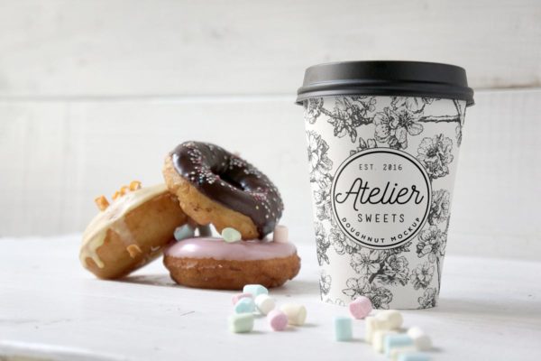 咖啡甜品牌样机模板 Coffee Doughnut Mockup