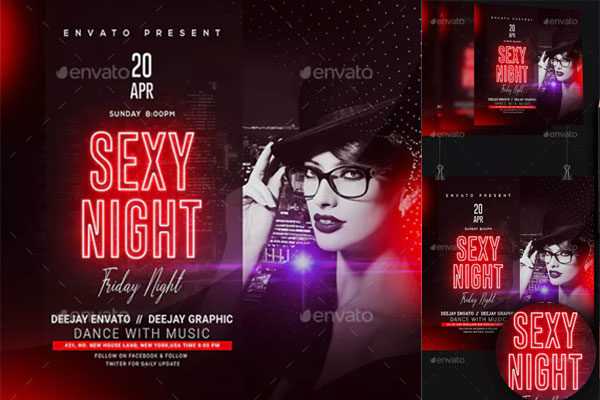 性感女士夜总会音乐派对传单设计