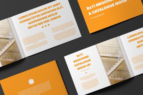 8X11景观手册/目录样机模板 8×11 Landscape Brochure / Catalogue Mock-Up