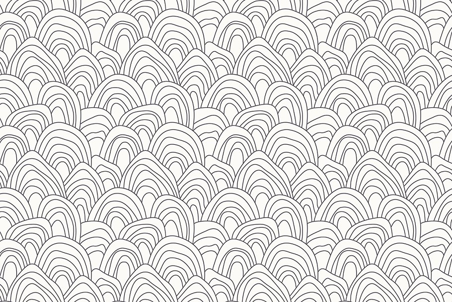 创意手绘鱼鳞线条底纹 Handmade Seamless Patterns插图(4)