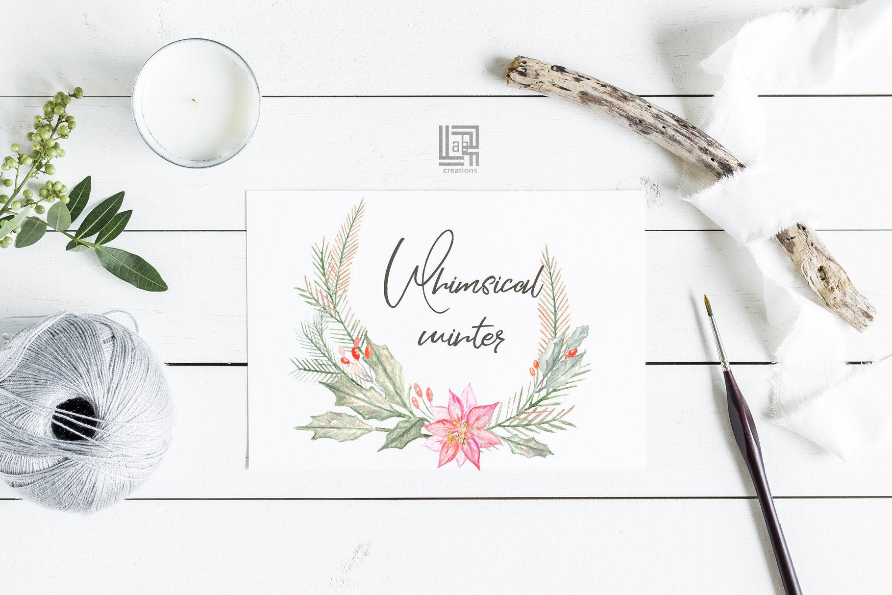 异想天开的冬季水彩剪贴画 Whimsical winter watercolors插图(6)