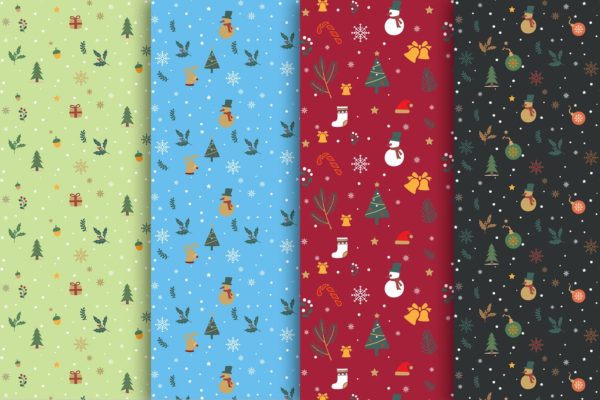 圣诞节主题手绘图案无缝背景素材 Drawn Christmas Pattern Collection