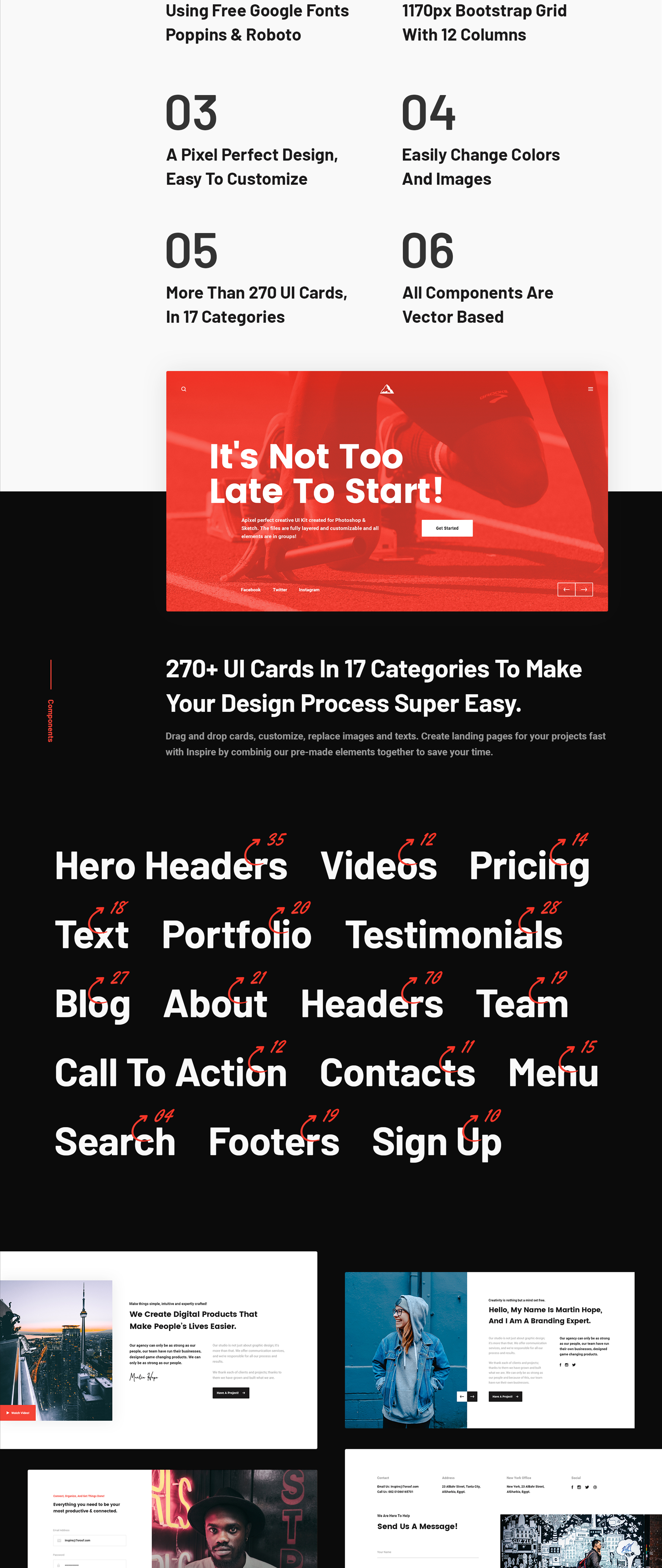 素材库下午茶：现代创意多用途的Web UI设计套件[PSD,XD]插图(1)