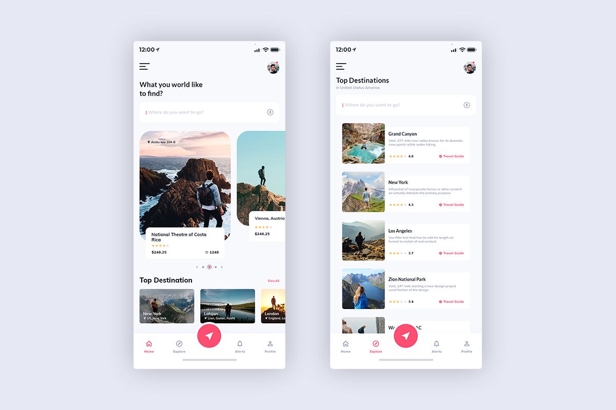旅行旅游APP应用界面设计UI套件[明亮版本] Travel Mobile App UI Kit Light Version插图(1)