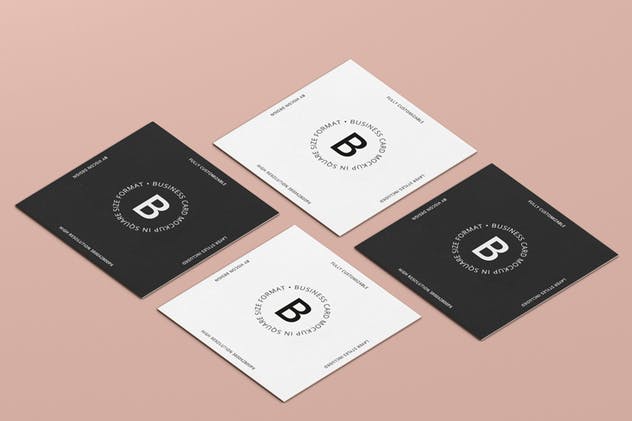 方形高级企业品牌名片样机 Business Card Mockup Square Format插图(2)