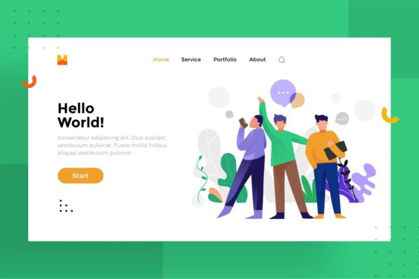 Hello world主题网站设计矢量插画素材 Hello world Illustration For Website