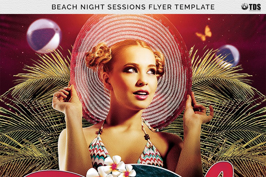 沙滩之夜海滩派对活动传单PSD模板 Beach Night Sessions Flyer PSD插图(6)