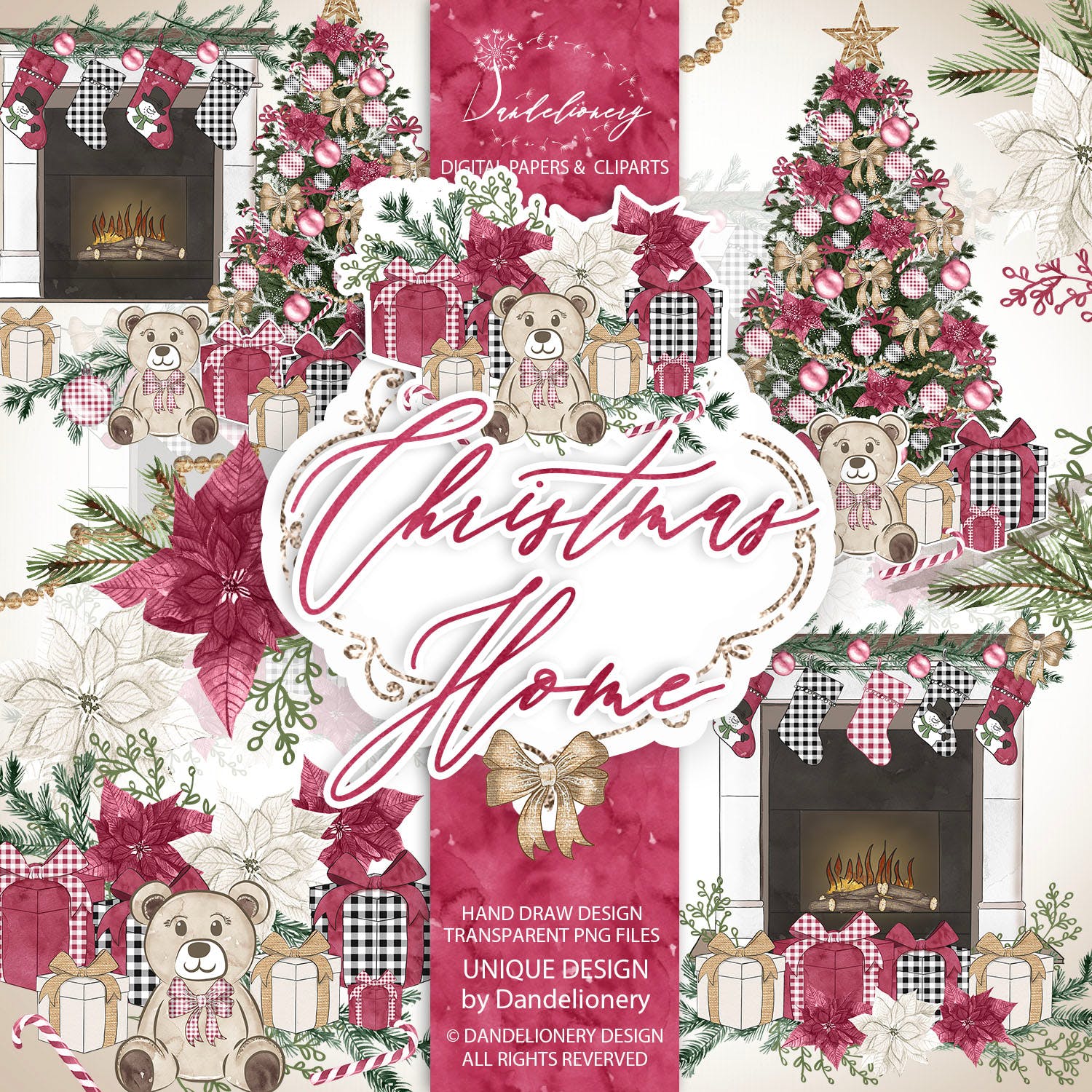 圣诞节客厅装饰剪贴画PNG素材 Christmas Home design插图(3)