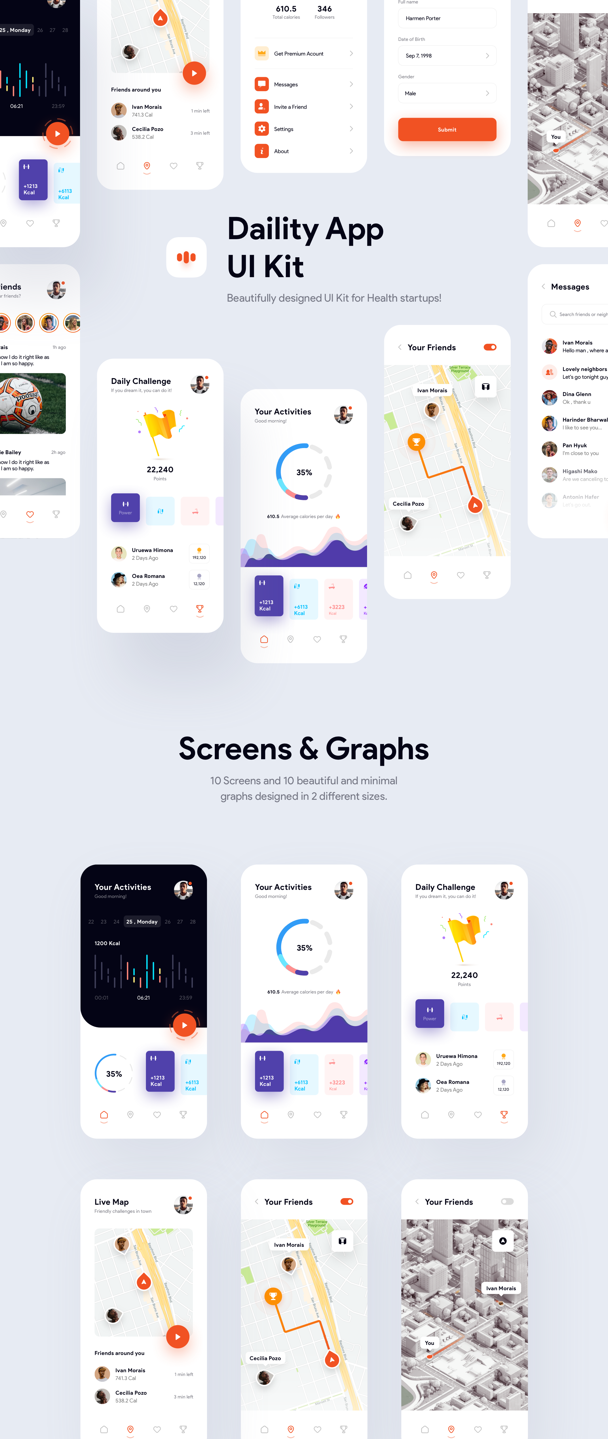 素材库下午茶:身体锻炼运动计划APP应用程序UI套件插图