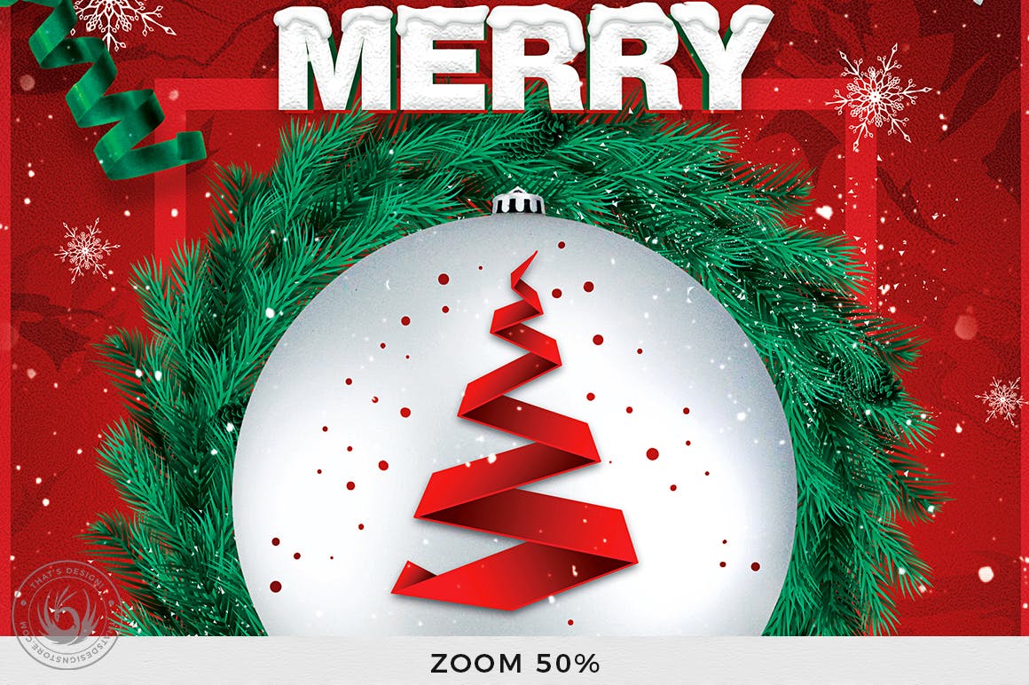 创意圣诞树平安夜活动海报传单模板v11 Christmas Eve Flyer Template V11插图(6)