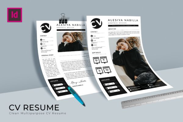 图形设计师介绍信&amp;素材库精选简历模板 Beautiful CV Resume Design