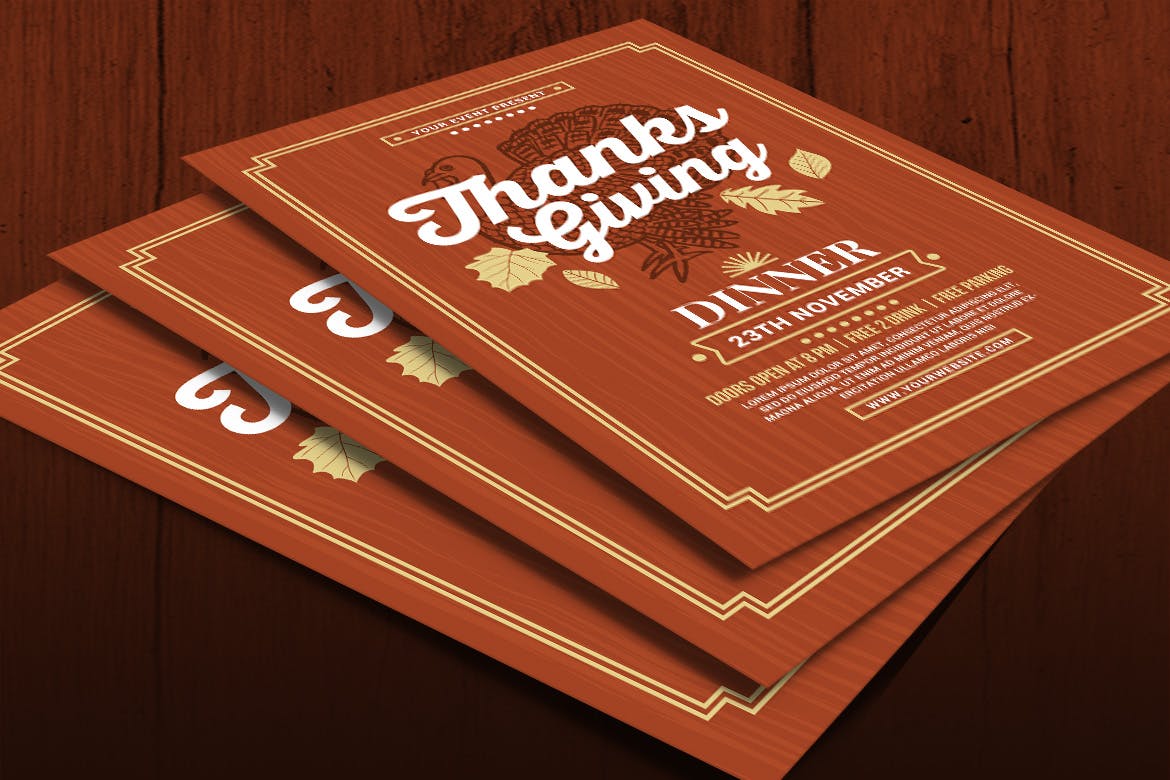 餐厅感恩节主题活动海报传单设计模板 Thanksgiving Dinner Flyer插图(3)