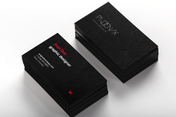 黑色企业＆工作室名片设计效果图样机模板01 Black Business Cards Mockup 01