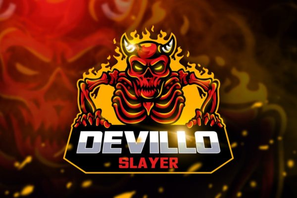 魔鬼杀手游戏战队队徽Logo设计模板 Devillo Slayer – Mascot &amp; Esport Logo