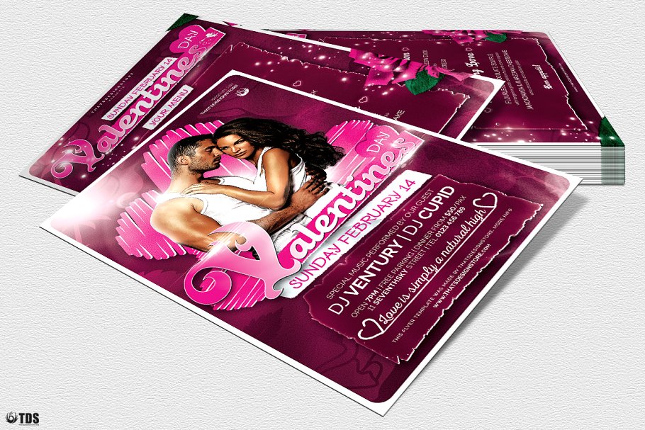 情人节主题传单PSD模板v7 Valentines Day Flyer+Menu PSD V7插图(3)