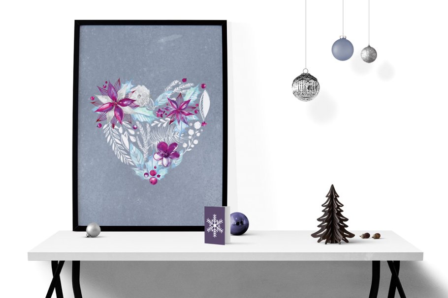 假日手绘水彩花卉剪贴画合集 Merry and Light. Holiday collection插图(5)