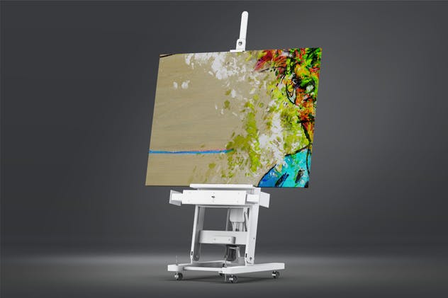 油画艺术创作样机模板 Canvas Art on Easel Mock-Up插图(1)
