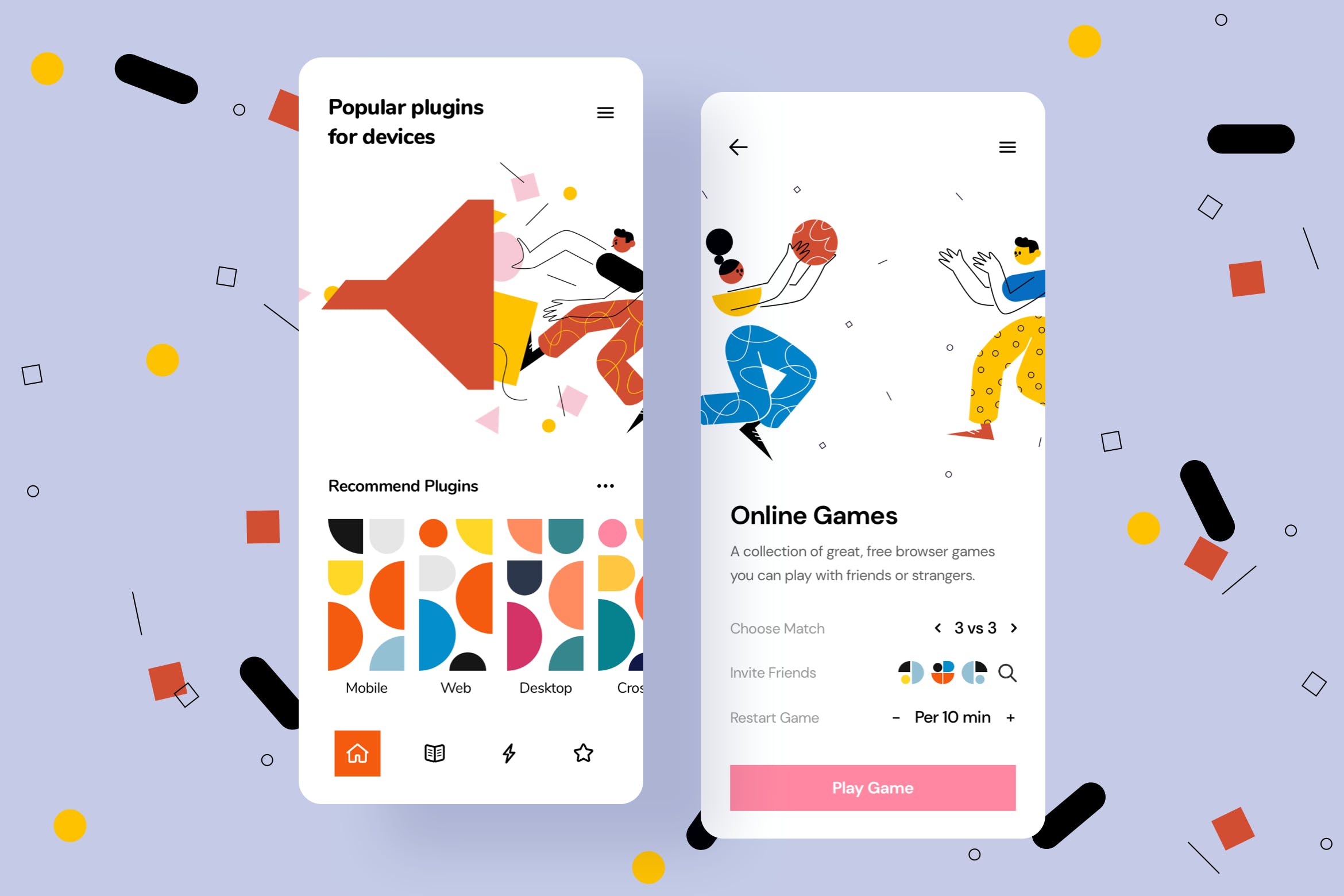 插件组件主题APP应用设计矢量插画 Plugin Mobile Interface Illustrations插图