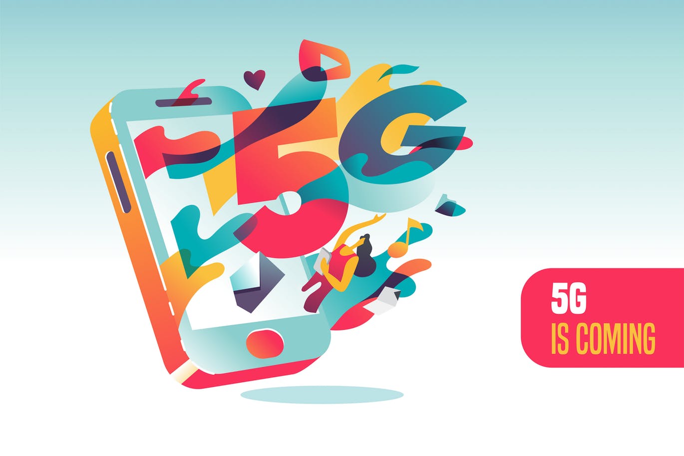 5G商用即将到来科技主题矢量插画素材 5G connection is coming插图