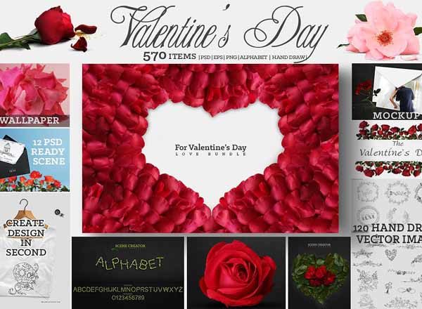 浪漫爱情(情人节)玫瑰花素材大合集1.6G[psd,eps,png]